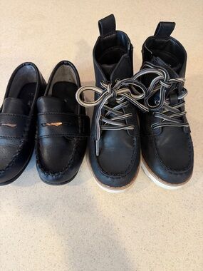 Cat & Jack Black Kids Loafers and Lace-Up Boots Duo size 10 T